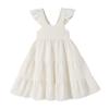 YOUNGER TREE Toddler Girl Outfits Baby Ruffled Sleeveless Princess Dresses Tutu Skirt Summer Sleeveless Smocking Casual Dress(2-3T,White) view 1