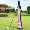 EVTSCAN Nylon Golf Club Carrier Bag, Lightweight Portable Golf Practice Bag with Accessory Pocket Adjustable Strap Rubber Base, Holds 1-3 Clubs Pink view 4