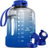 AQUAFIT 1 Gallon Water Bottle with Time Marker - Straw & Chug Lid - BPA Free Gym Water Bottle with Straw - Big Gallon Jug (Blue Skies, 128 oz - 2 Lids) view 1
