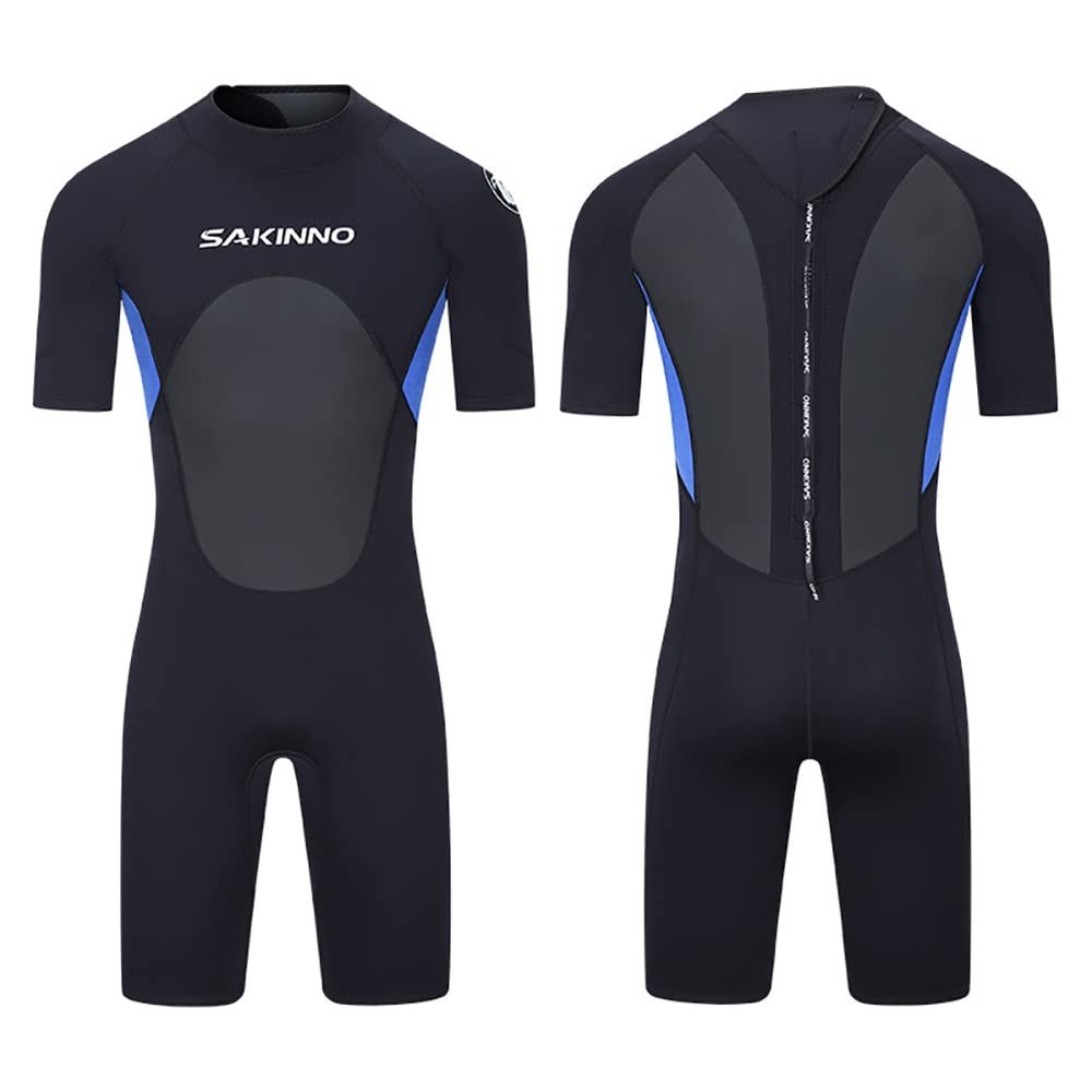 3Mm Neoprene Shorty Wetsuits for Men Women, One Piece Back Zip Diving Suit for Scuba Surfing Swim,B,S