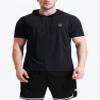 NELEUS Men's Running Shirt Mesh Workout Athletic Shirts with Hoods,5084,3 Pack,Black/Blue/Red,US XL,EU 2XL view 4