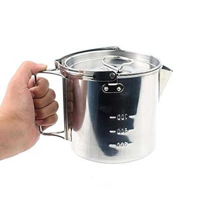 1.2L Outdoor Steel Kettle Picnic Hanging Pot Portable Coffee Pot Teapot Camping Cooker for Hiking Trip