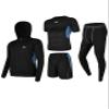 Legou men's fitness tracksuits shirts Pants Shorts Hoodie tights quick-drying sports blue splicing 4-piece set view 1
