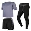 Legou Men's Fitness Tracksuits Shirts Pants Shorts Hoodie Tights Quick-Drying Sports Grey Loose 3-Piece Set view 1
