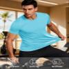 KEFITEVD Running Shirts for Men Short Sleeve UPF 50+ UV Sun Protection Rashguard Swim Performance Lightweight Quick Dry Hiking Shirts Men Lake Blue view 2
