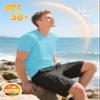 KEFITEVD Running Shirts for Men Short Sleeve UPF 50+ UV Sun Protection Rashguard Swim Performance Lightweight Quick Dry Hiking Shirts Men Lake Blue view 4