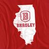 Bradley University Official State Shape Unisex Adult T-Shirt, State Shape, 5X-Large view 2