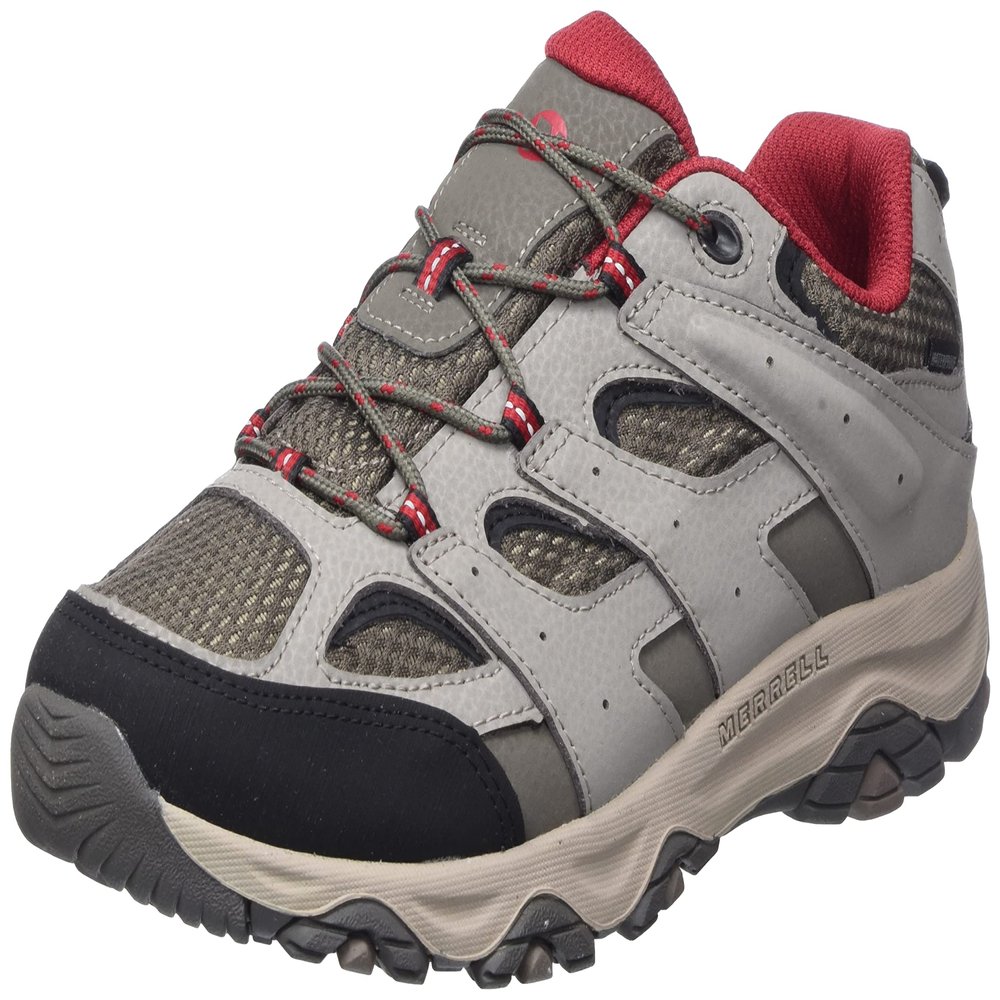 Merrell Unisex Kid's Moab 3 Low Waterpoof Hiking Shoe, Boulder/RED, 6 Medium