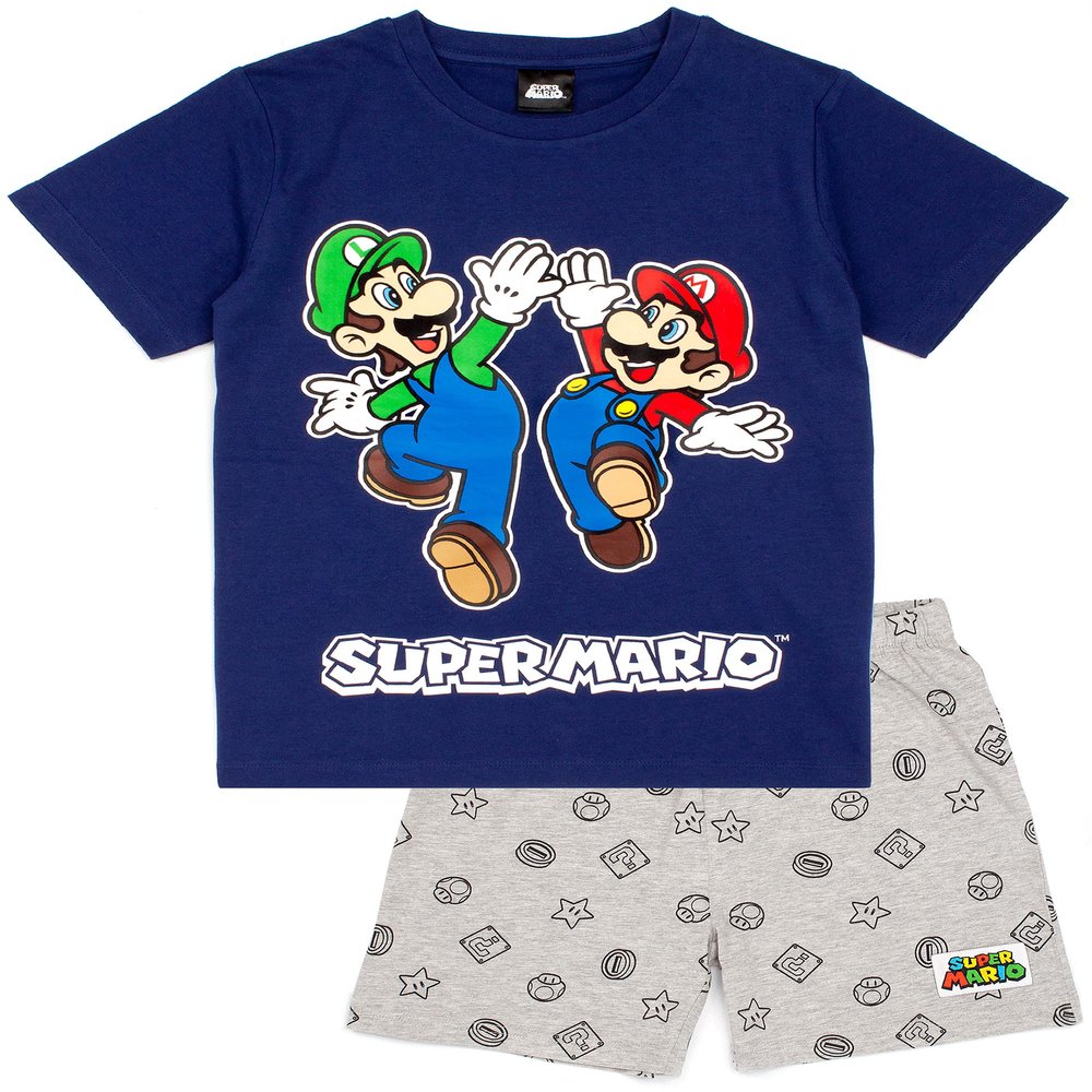Super Mario Nintendo Pajamas Boys Kids Luigi Blue OR Red Short PJs 7-8 Years