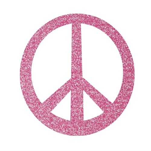 Peace Sign Iron On Decal, DIY Clothing, Hippy Decal, Iron On Transfer, Ready to Press, Flower Child, Peace Symbol, Hollistic Gifts (Pink Glitter)