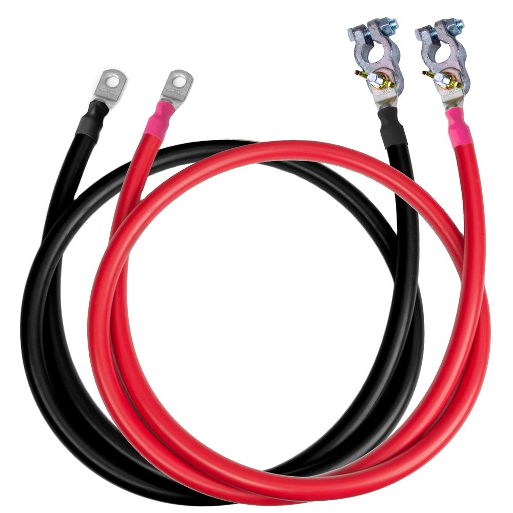2 AWG UL 1426 Battery Cables - 36 ft Marine Grade Wire Tinned Copper Oxygen-Free Insulated - Standard PVC Wire with 2 Lugs + Terminal for Boat, Automotive, Speakers, Solar, Camper, RV & Trailers