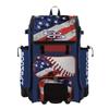 Boombah Rolling Catchers Superpack 2.0 Baseball/Softball Gear Bag - 23-1/2" x 13-1/2" x 9-1/2" - USA Baseball Royal Blue/Red/White - Telescopic Handle - Holds 4 Bats - Wheeled Version view 1