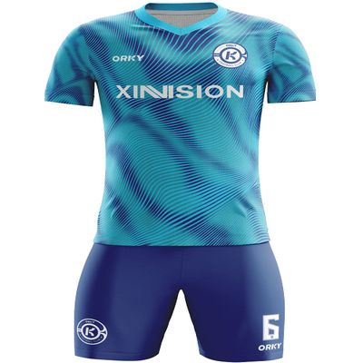 ORKY Customize Soccer Jersey, Personalized Name Number for Men/Youth/Kids, Quick Dry Team Uniform(Blue Green 100cm)