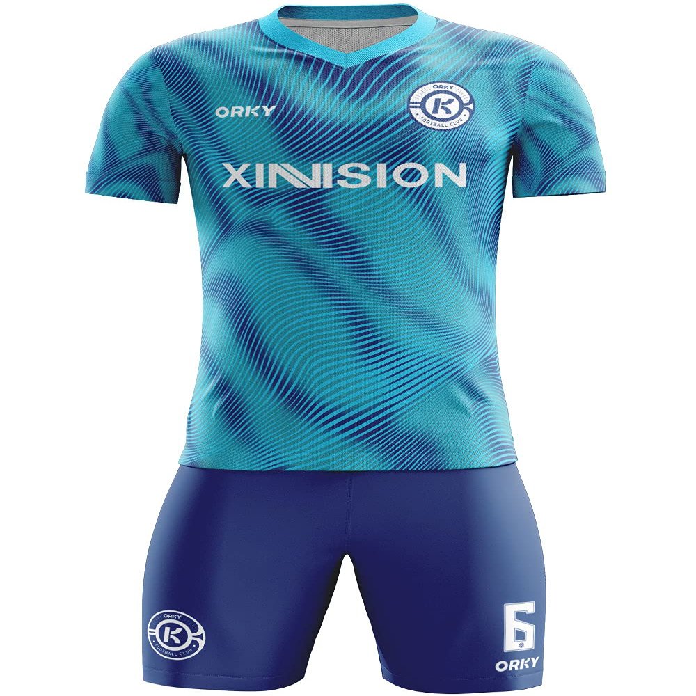 ORKY Customize Soccer Jersey, Personalized Name Number for Men/Youth/Kids, Quick Dry Team Uniform(Blue Green 100cm)