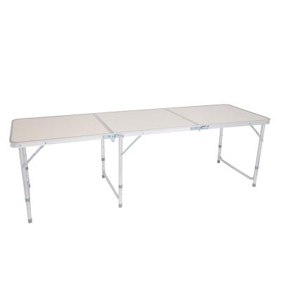 NA Aluminum Folding Table 6 Feet Adjustable Height, Lightweight and Portable Camping (White, 70.86 x 23.62 27.56 Inches)