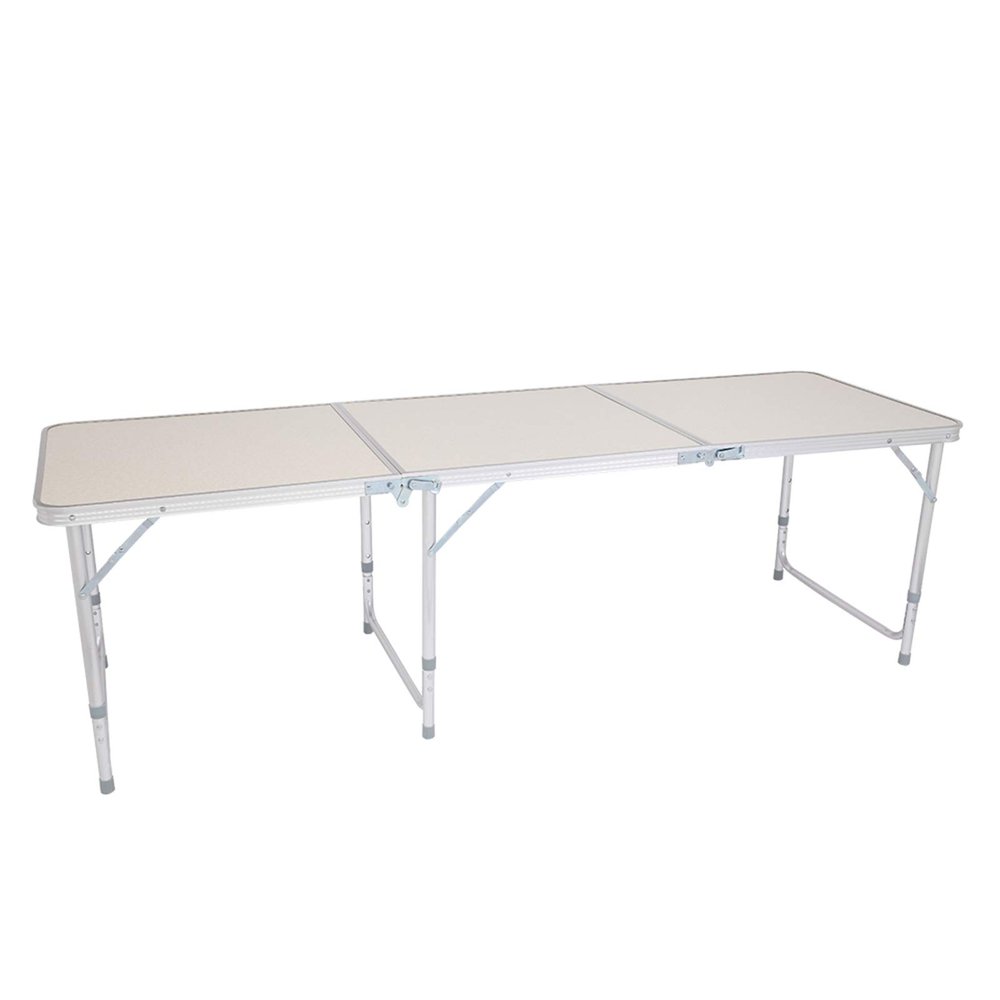 NA Aluminum Folding Table 6 Feet Adjustable Height, Lightweight and Portable Camping (White, 70.86 x 23.62 27.56 Inches)