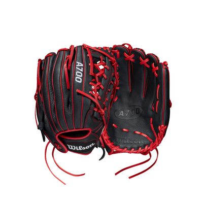Wilson 2022 A700 12" Outfield Baseball Glove - Black/Red, Left Hand Throw