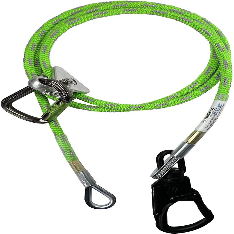 Steel Core Flip Line for Tree Climbing, 1/2 in x 8 ft - USA Made, The Vine All-in-One Flipline Kit with Aluminum Swivel Eye Snap Hook, Arborist Equipment Positioning Lanyard for Climbing Trees