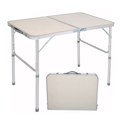 NA Aluminum Portable Folding Table 3 Feet, Camping Tables That Fold Up Lightweight, White Adjustable Height Picnic Table