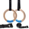 YOELVN Wood Gymnastic Rings with Adjustable Number Suspension Trainer Straps with Cam Buckle 15ft Olympic Rings 32/28mm Heavy Duty 1543/992lbs for Pull Up Bar Workout Exercise Gym Hanging Rings Indoor view 2