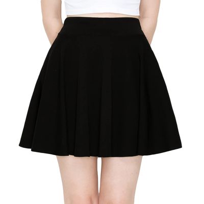 ALWAYS Women's Flared Mini Skater Skirt - High Waist Casual Stretch Basic Skirt Black M