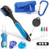sprookber Golf Accessories Set - PRO Retractable Golf Club Brush, Microfiber Waffle Pattern Golf Towel, Golf Divot Repair Tool, Golf Ball Marker - Golf Club Cleaning Kit, Golf Accessories for Men view 1