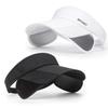 2 Pack Sun Visor Hat for Women, Adjustable Golf Hats Cap with Retractable Brim Black/White