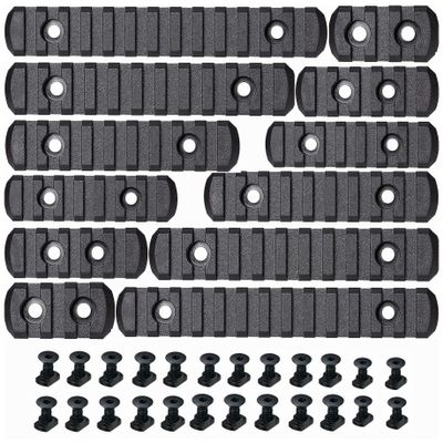 12 Pack Picatinny Rail Polymer Single Picatinny Rail, 3 3 5 5 7 7 9 9 11 11 13 13 Slots Ultralight Rail Black