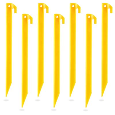 Sumind 24 Pcs Plastic Tent Stakes 12 Inch Heavy Duty Anchoring Tent Pegs Yellow Spike Hook for Rust-Proof Garden Lawn Camping Beach Canopy Outdoor Sand Pegs Accessories
