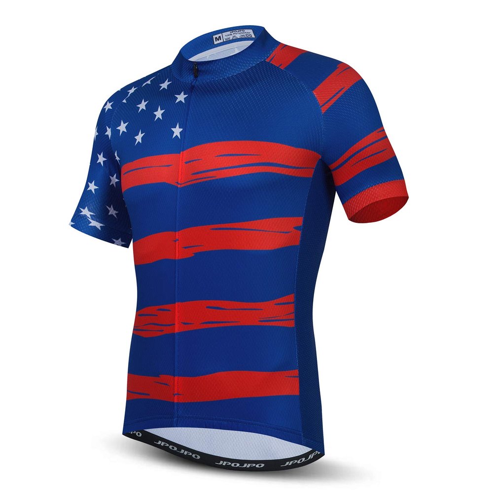 JPOJPO Men's Cycling Jerseys Tops Biking Shirts Short Sleeve Bike Clothing Full Zipper Bicycle Jacket with Pockets
