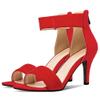 Roimaash Fashion Sandals Stiletto High Heels Leopard Summer Party Shoes Big Sizes Performance Shoes Ankle Strap Suede Red Size 41 view 2