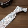 Spring Notion Men's Skinny Slim Cotton Floral Print Neckties in colors matching David's Bridal, 48-Dusty Blue view 3