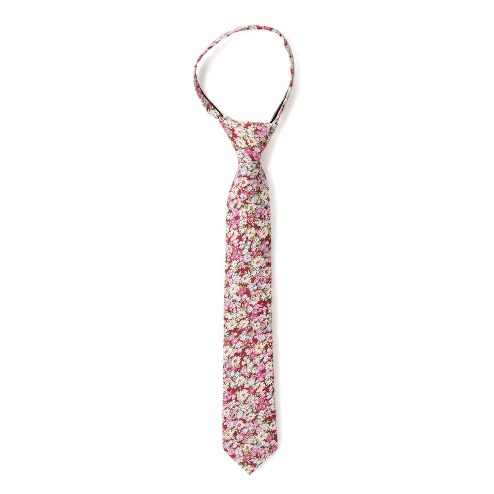 Spring Notion Boys' Cotton Floral Print Zipper Neckties in Trendy Colors, 46-Cinnamon Medium