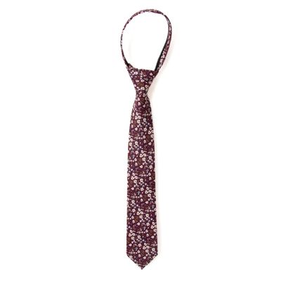 Spring Notion Boys' Cotton Floral Print Zipper Neckties in Trendy Colors, 47-Wine Small
