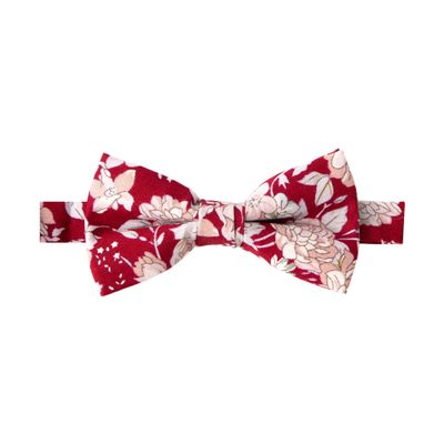 Spring Notion Boy's Cotton Floral Print Pre-tied Bow Tie, 45-Apple Red Large