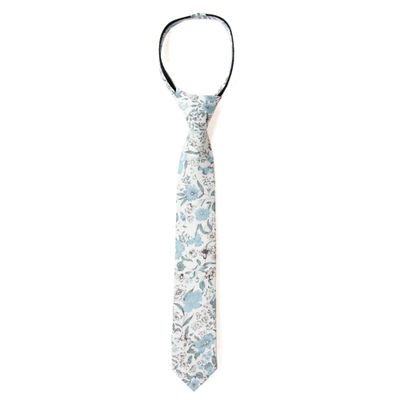 Spring Notion Boys' Cotton Floral Print Zipper Neckties in Trendy Colors, 48-Dusty Blue Small