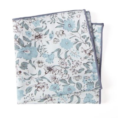 Spring Notion Boys' Cotton Floral Handkerchief Hanky Pocket Squares in colors matching David's Bridals, 48-Dusty Blue