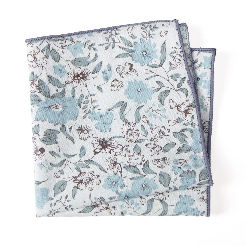 Spring Notion Boys' Cotton Floral Handkerchief Hanky Pocket Squares in colors matching David's Bridals, 48-Dusty Blue