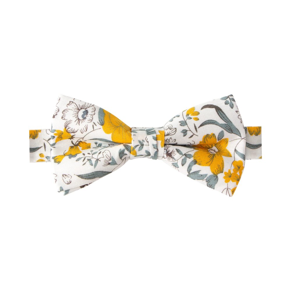Spring Notion Boy's Cotton Floral Print Pre-tied Bow Tie, 49-Marigold Small