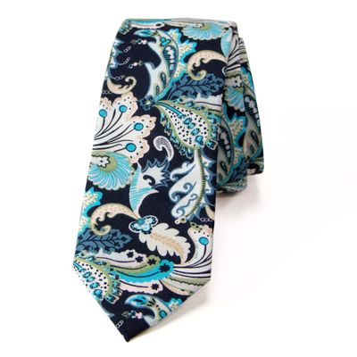 Spring Notion Men's Skinny Slim Cotton Floral Print Neckties in colors matching David's Bridal, 50-Marine