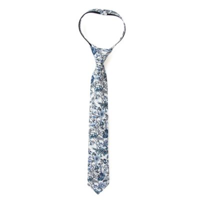 Spring Notion Boys' Cotton Floral Print Zipper Neckties in Trendy Colors, 54-Steel Blue Large