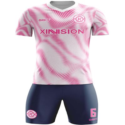 ORKY Customize Soccer Jersey, Personalized Name Number for Men/Youth/Kids, Quick Dry Team Uniform(Pink White 100cm)