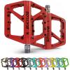 BUCKLOS Mountain Bike Pedals MTB Pedals Flat, Bicycle Road Bike Adult Large Platform Pedal with Non-Slip Grips for Gravel/Ebike/Hybrid Bikes/Beach Cruiser(9/16 Nylon Red) view 1