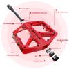 BUCKLOS Mountain Bike Pedals MTB Pedals Flat, Bicycle Road Bike Adult Large Platform Pedal with Non-Slip Grips for Gravel/Ebike/Hybrid Bikes/Beach Cruiser(9/16 Nylon Red) view 2
