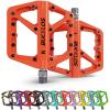 BUCKLOS Mountain Bike Pedals MTB Pedals Flat, Bicycle Road Bike Adult Large Platform Pedal with Non-Slip Grips for Gravel/Ebike/Hybrid Bikes/Beach Cruiser(9/16 Nylon Orange) view 1