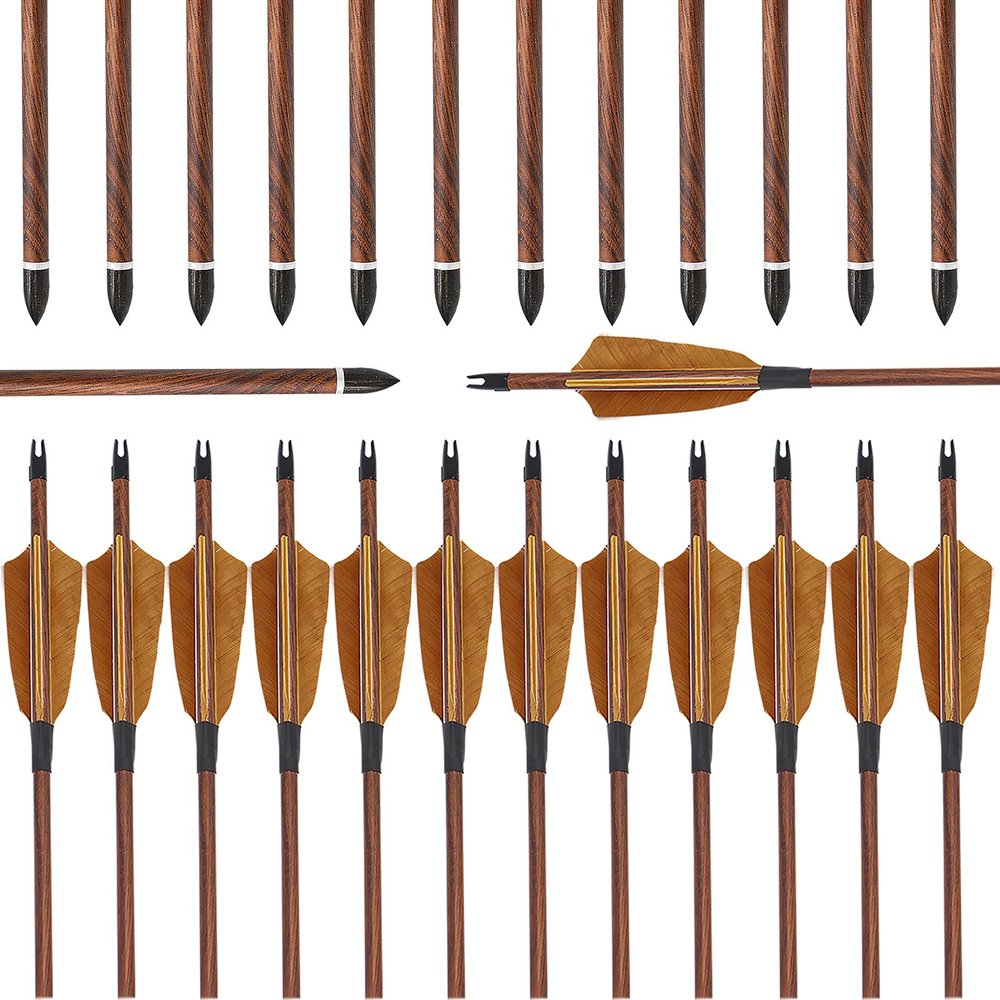RUOERSI Archery Arrows Carbon Arrows Spine 500 Hunting Arrows Shooting Target Practice Arrow for Compound Bow Recurve Bow Long Bow Pack of 12 (28 inch)