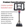 Basketball Hoop Adjustable 150-210cm Basketball Stand, Children's Free Standing Portable Basketball Hoop, with PVC Backboard and 45cm Steel Rim view 2