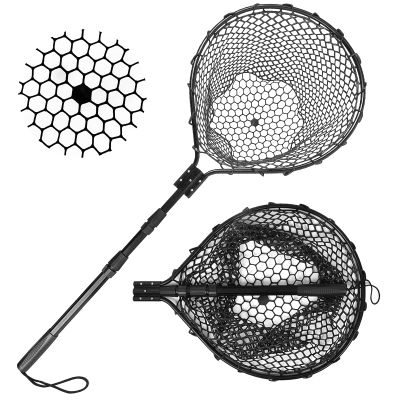 Blue Billow Rubber Fishing Net Large Folding Landing Collapsible Aluminum Pole Handle with Deep Net for Fishing,Big Fishing Net for Freshwater and Saltwater,Fly Fsihing Net Extend to 67 inches