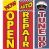 COBB PROMO Now Open Auto Repair Tune up Advertising Rectangle Boomer Feather Flags Complete Kits with 3 Flag Poles and 3 Ground Spikes view 2