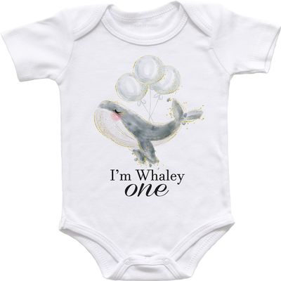 Doozy Designs Whale First Birthday Shirt or Bodysuit for Baby Boy, Toddler Boy Birthday Shirt, Nautical Ocean Theme Birthday (3-6M Short Sleeve Bodysuit)